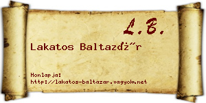 Lakatos Baltazár névjegykártya